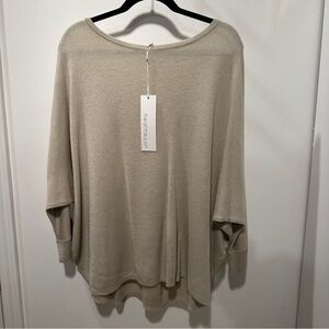 NEW Heathmoor Scoop Neck Dolman Sleeves Lightweight Sweater in Light Beige -L/XL